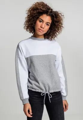 Produktbild von Urban Classics Damen Pullover Ladies Oversize 2-Tone Stripe Crew Grey/White-XS