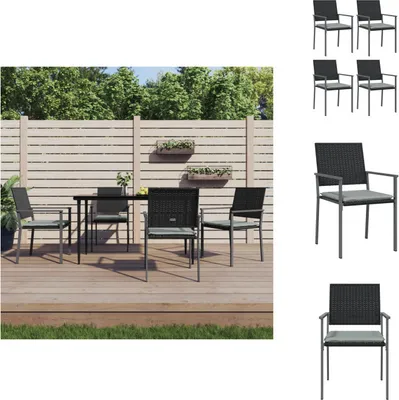 Image de vidaXL Chaises de jardin avec coussins 4 pcs. noir 54x62,5x89cm Poly rotin - Chaises de jardin