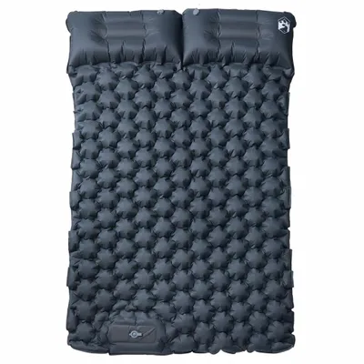 Image de vidaXL Matelas double avec coussin Auto-gonflant Gris