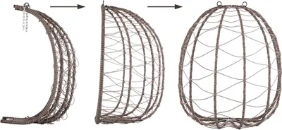 Produktbild von Juskys Hängesessel Aria mit Kissen - höhenverstellbar & faltbar - Polyrattan Hängeschaukel Outdoor & Indoor - Korbhängesessel bis 130kg Beige