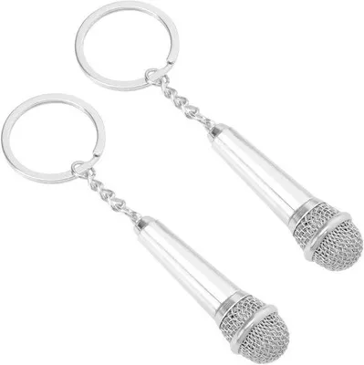 Image de Porte-clés en acier inoxydable, lot de 2, argent métallisé