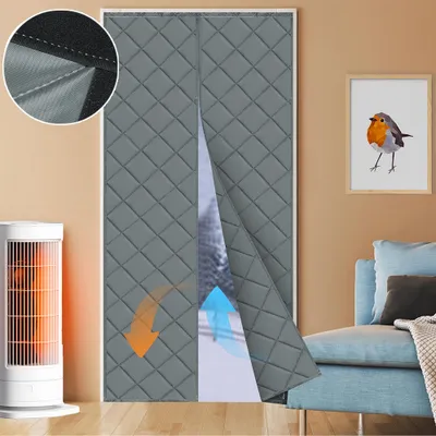 Produktbild von Magnetická tepelná ochrana Záclona Tepelná ochrana dveří Ochrana proti chladu 100x210cm Magnetická dveřní záclona Široká páska na suchý zip Zesílená větruodolná tepelná záclona Grey