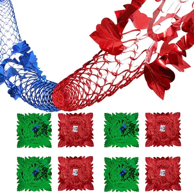 8 bunte Weihnachts-Plafond-Dekorationen, Folien-Streamer 2,8 m
