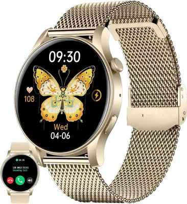 Produktbild von Smartwatch mit Telefonfunktion, 1,43” AMOLED 5ATM Fitnessuhr Taschenlampe Schrittzähler Herzfrequenz, SpO2, Sportuhr Aktivitätstracker für Android iOS