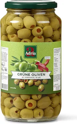 Produktbild von Adria spanische Oliven grün gefüllt mit echter Paprikapaste 935g