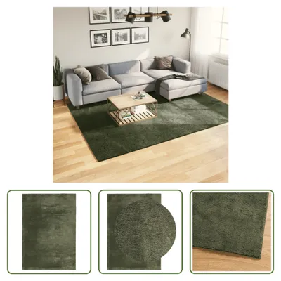 Immagine prodotto di The Living Store Tappeto HUARTE a pelo corto morbido e lavabile verde bosco 200x280 cm