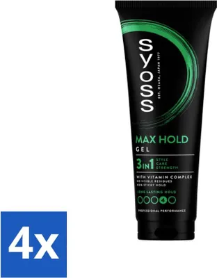 Immagine prodotto di Syoss - Max Hold - Gel per capelli - Tenuta massima - 250 ml - Confezione vantaggiosa - 4 pezzi
