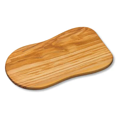 A wooden cutting board on a white background.