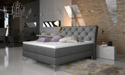 Produktbild von Designer Bett Schlafzimmer Betten Textil Hotel Polster Chesterfield Boxspring
