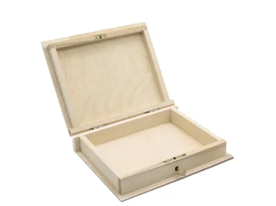 Produktbild von Kviat.Art | Buchbox mit Deckel und Schlüssel 21 cm x 17 cm x 4,5 cm | Ideal für Schmuck, Briefe und Erinnerungsstücke | Decoupage, Beizen und Bemalen