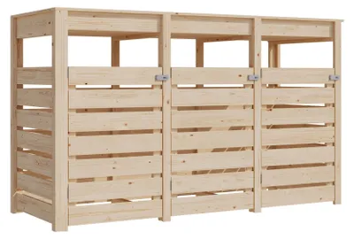 Produktbild von Karibu Mülltonnenunterstand für 3 Mülltonnen naturbelassen Mülltonnenbox Gartenbox 238x143x88 in cm (BxHxL)