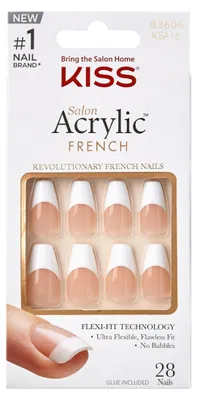 Productafbeelding van KISS Salon Acrylnagels "Je T'aime", nude, Franse stijl, middellang, vierkant - 28 stuks (press-on nagels)