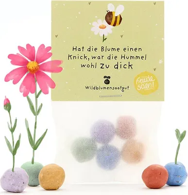 Immagine prodotto di Set da 5 "Bocconcini floreali": bombe di semi in bustina, regalo con semi di fiori