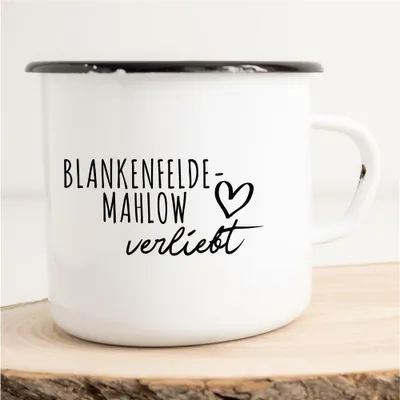 Produktbild von Huuraa Emaille Tasse Blankenfelde-Mahlow  Geschenk Kaffeebecher Vintage 300ml Blankenfelde-Mahlow  Präsent