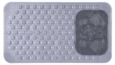 Obrázok produktu pre Protisklzová podložka pod sprchu, sivá, 40x70 cm, vyrobená z TPE, s prísavkami, odolná proti plesniam