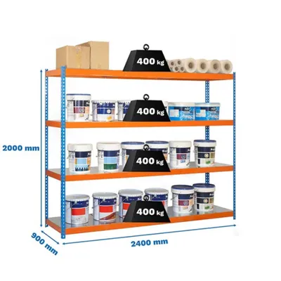 Produktbild von Simonrack Schwerlastregal SIMONFORTE 2406-4 457100045202494 blau, orange 240,0 x 90,0 x 200,0 cm