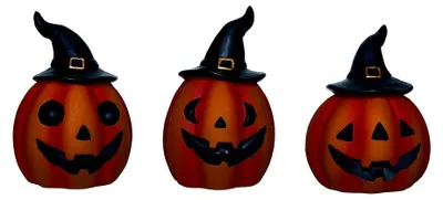 Produktbild von Halloween Kürbis mit Hexenhut Dekofigur 9 cm