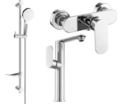 Image de Milo DF05 SET Mélangeur lavabo + douche avec accessoires, chromé (713154DF05-00)