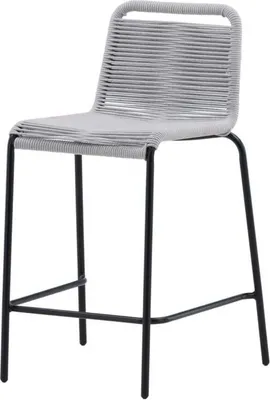 Produktbild von FURNLUX Outdoor-barhocker Lindos Hellgrau Und Schwarz 53cm / Hauptfarbe: Grau / Abmessungen: 53 x 54 x 89 cm