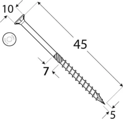Produktbild von 200x Holzschrauben Spanplattenschrauben 5x45mm Schrauben Torx T25 gelb verzink