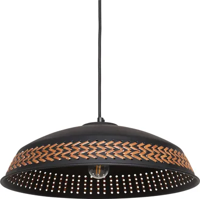 Zdjęcie produktu dla BELIANI Lampa wisząca czarna metalowy klosz  kopuła styl nowoczesny oświetlenie kuchenne
