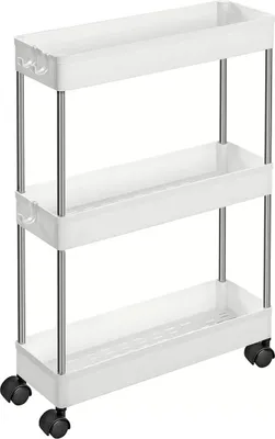 Produktbild von In And OutdoorMatch Rusty Tier Rollwagen Natanael – Küchenwagen – Schmal – Nischenregal – Auf Rädern – Platzsparend – 40 x 1 Rostig x 60 cm – Weiß