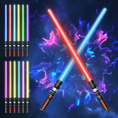 Zdjęcie produktu dla Dwa miecze świetlne, 12 kolorów, z efektami dźwiękowymi, idealne do cosplayu i imprez