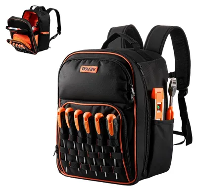 Produktbild von Werkzeugrucksack mit 49 Taschen und Laptopfach, Organizer für Handwerker