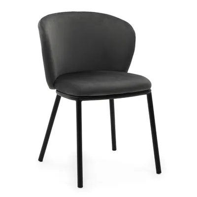 Zdjęcie produktu dla NEW HOME Krzesło glamour BARI tapicerowane krzesło do jadalni do salonu - szare - nowoczesne meble welur aksamit