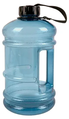 Produktbild von Große Trinkflasche 2L mit Griff und Deckelband aus robustem Kunststoff – auslaufsicher, leicht und ideal für Sport, Fitness, Camping und Alltag