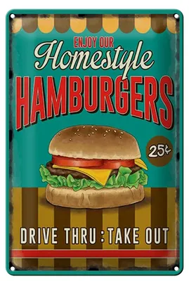 Produktbild von Blechschild Essen 20x30cm Hamburgers enjoy our Homestyle