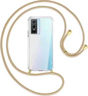 Produktbild von Handykette Backcover-Schutzhülle mit Band (Metall goldfarben) für vivo Y76 5G - caramel