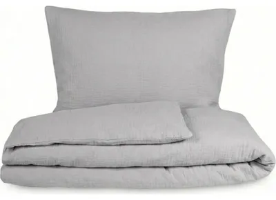 Immagine prodotto di Kvalitex biancheria da letto in mussola francese 200x200, 70x90cm grigio chiaro