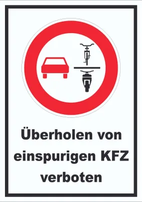 Produktbild von Überholverbot von einspurigen KFZ Schild A5 Rückseite selbstklebend