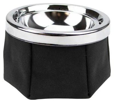Produktbild von Windaschenbecher Lederoptik chrom / schwarz Ø 11cm