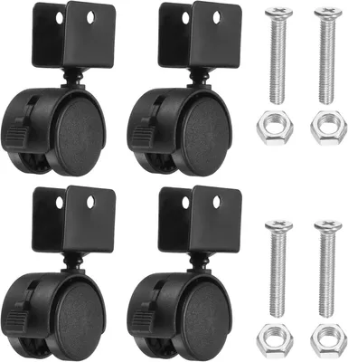 Produktbild von 1,5" Drehrollen mit 0,71" U-Klammer, 4 Stück, 360° drehbar, leise Nylonräder mit Bremse für Möbelbeine, schwarz