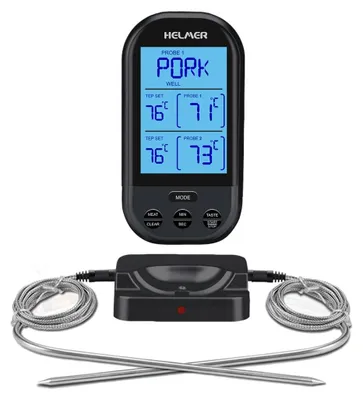 Obrázek produktu pro HELMER bezdrátový kuchyňský teploměr se dvěma sondami TM 24/ LCD displej/ 0 až 250 °C/ černý