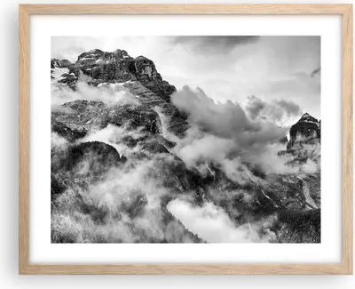 Produktbild von Gerahmtes Poster - Rahmen in heller Eiche - Berge Nebel Gipfel - 50x40 cm - Wand Bild - Wanddeko - Wandbilder - Wandposter - Bilderrahmen - Bilder - Kunstdruck - Wandbild - P2NAA50x40-3664
