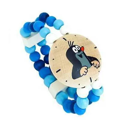 Produktbild von Hölzerne Kinderuhr mit Maulwurf-Motiv, Blau, Wanduhr für das Kinderzimmer