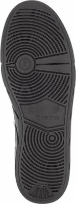 The sole of a black shoe.