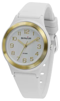 Produktbild von SINAR Jugenduhr Armbanduhr Analog Quarz Mädchen Silikonband XB-48-0 weiss gold