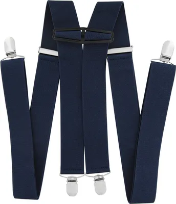 Immagine prodotto di bretelle axy da uomo 4 robuste clip a forma di H unicolore larghe 3,5 cm, regolabili ed elastiche lunghe 120 cm