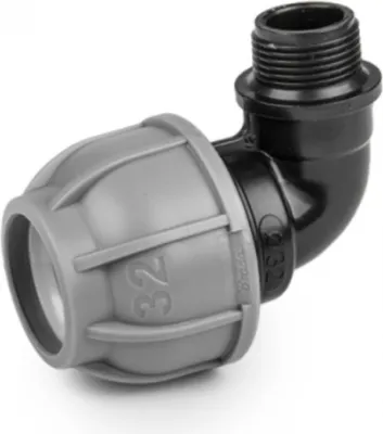 Image de Coude pour tuyaux PE 50mm 90° mâle 6/4" (11/2") Bradas
