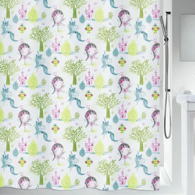 Produktbild von Spirella Anti-Schimmel Duschvorhang - Anti-Bakteriell, waschbar, wasserdicht, Polyester, "FAIRY" 180x200cm Weiß Kinder