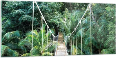 Produktbild von Bilder auf glas - Einteilig - Tropen Dschungel Brücke - 120x50cm - Glasbilder - Wandbilder - Bilder - zum Aufhängen bereit - Wanddekoration aus Glas - Glas Bilder - Wandbild auf Glas - GAB120x50-4963