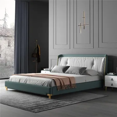 Image de Lit double Lits Design Rembourrés Chambre 180x200cm Moderne Lit Bois Mariage