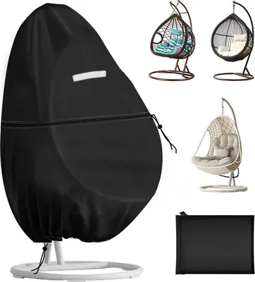 Produktbild von Terrassen-Hängesessel-Abdeckung,Eierstuhl-Abdeckung für den Außenbereich,190 x 115 cm,doppelter Kordelzug,420D silberbeschichtetes Oxford-Gewebe,doppellagig,wasserdicht,UV-Schutz,für Schaukelstuhl
