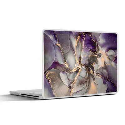 Produktbild von MuchoWow® Laptop Aufkleber Sticker Cover Gold - Lila - Marmor 25x18 cm - Laptop-Deko