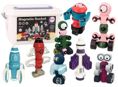 Productafbeelding van Magnetische blokken Space Rocket Set 56-delig. Magnetische raketmix