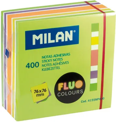 Productafbeelding van MILAN Neonkleurige kaartjes, mix, 76x76 mm - 400 stuks